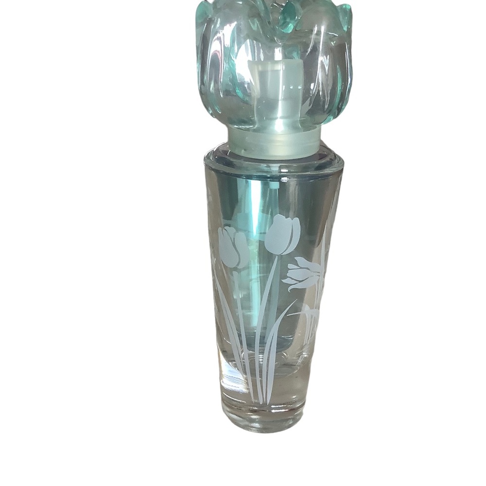 Vintage bath & body works body splash with dispenser bottle etched glass tulip
